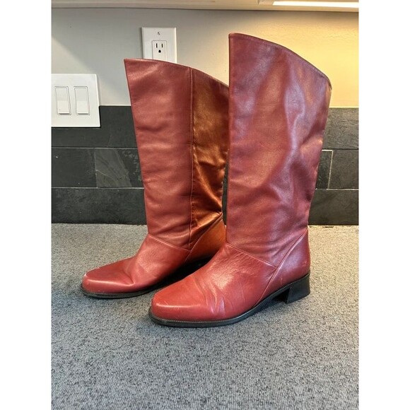 Markon Shoes - Markon Red Leather Heeled Boots 9.5